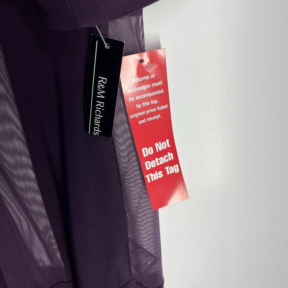 R&M Richards Women 14 Purple Formal Jacket 3/4 Sleeve Open Front Cardigan - Picture 8 of 10